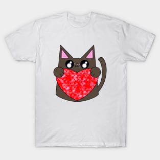 Bear The Brown Cat With Valentines Heart T-Shirt